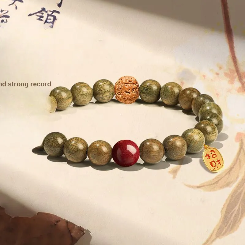 ZUIWENGLANGYASHANWENCHUANG Green Sandalwood Bracelets Unisex-2