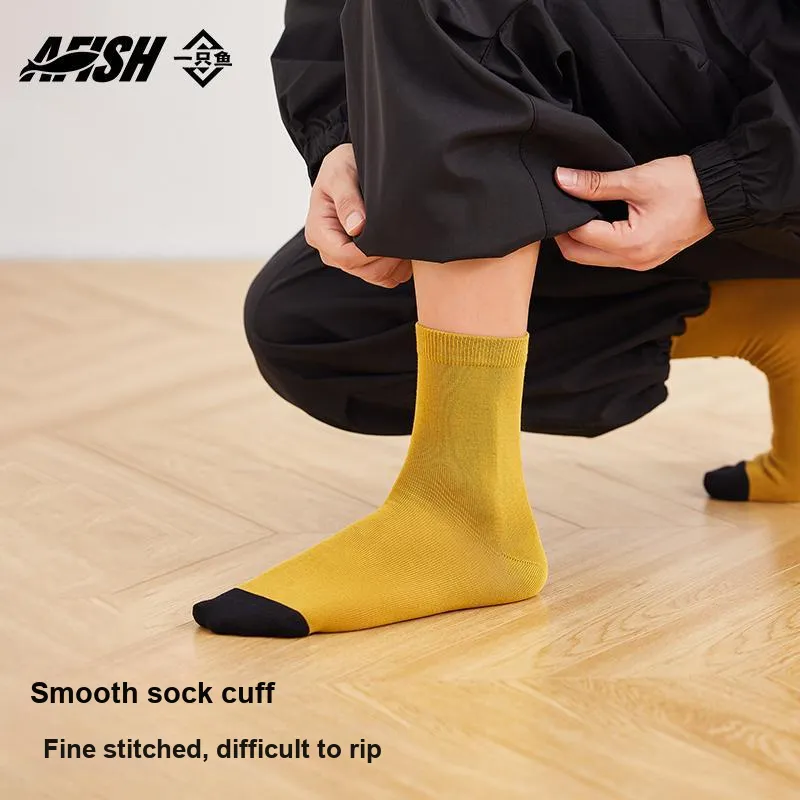 AFISH Mid Calf Socks Men's Shopping Bag 5 Pack