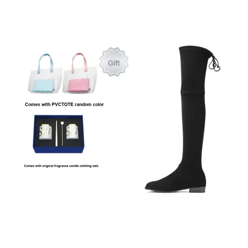 Stuart Weitzman SW Lowland Over The Колено Ботинки Женские Черный Тоут + Аромат Свеча Набор