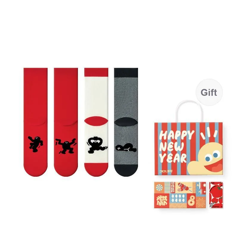 JKN Mid Calf Socks Unisex 4 Pack Gift Box Set-0