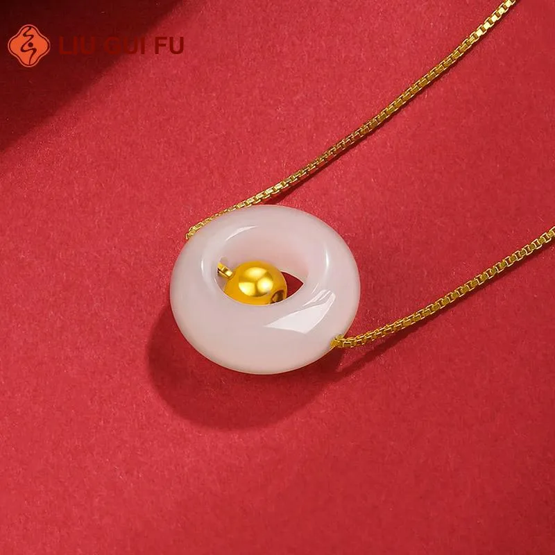 LIU GUI FU JEWELRY Hetian Jade Pendants Pale Greenish White Jade Women's-2