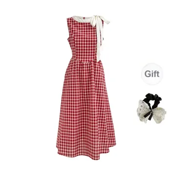 PAVEA Sleeveless Dresses Women's Red+Hair Tie Comes With