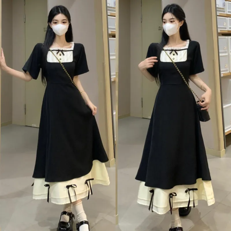 PAVEA Short Sleeved Dress Women's Black-2