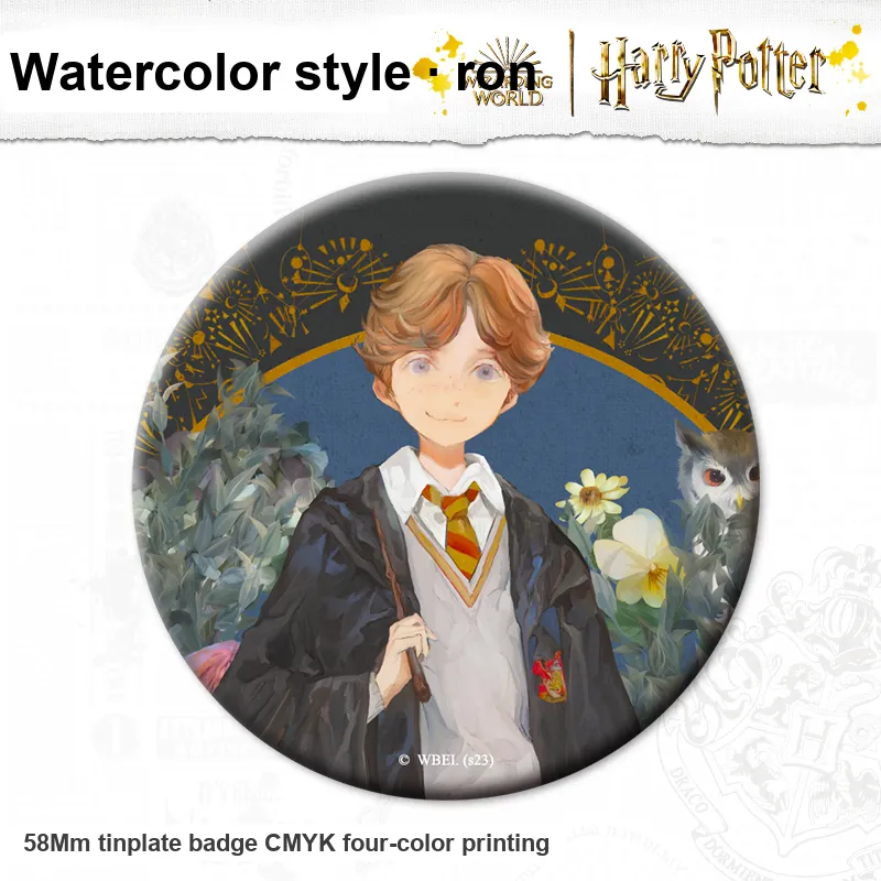 HARRY POTTER Harry Potter Hermione Granger Ron Luna Malfoy Watercolor Style Figure Print Badge Tinplate Badge Badges-5