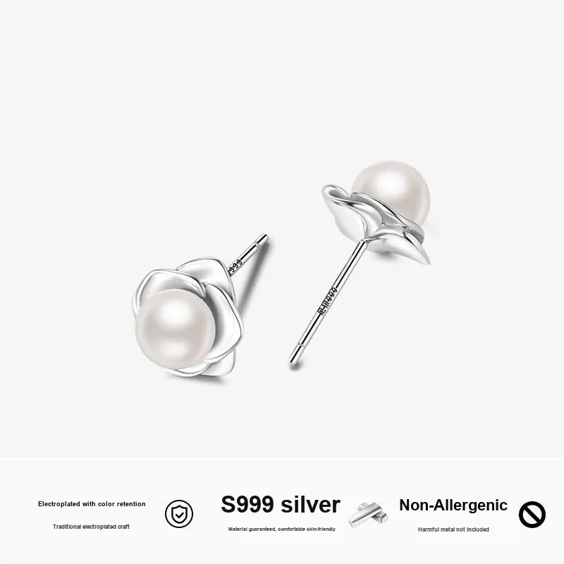 MISS TOOYA S999 Fine Silver Stud Earrings Women's-2