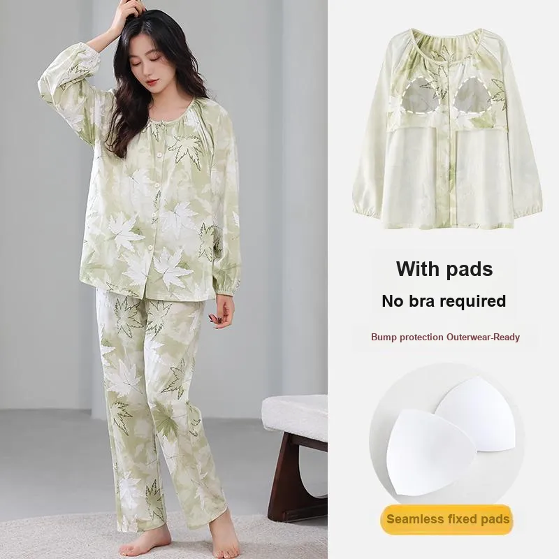 Cotton Gene Pajama Set Women's Light Green-2
