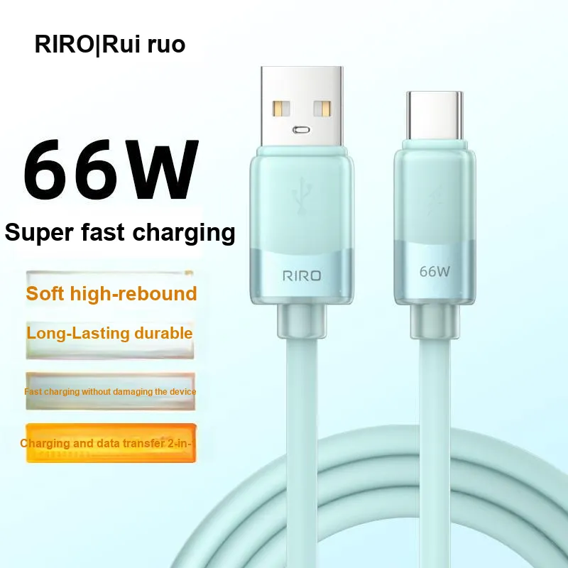 RIRO D30 1.5m Extended Length USB A To Tpye C 66W Fast Charging Liquid Silicone-8