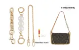 (Sub-Bag Underarm) Pig Nose 12cm+Pearl Extender Chain+Decorative Chain 40cm+Comes with 1.3D Buckle