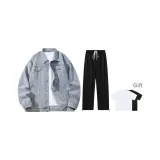 Clothing Set (Blue Denim Top (without Hood)+Black Pants) (Includes Short-Sleeved Shirt)