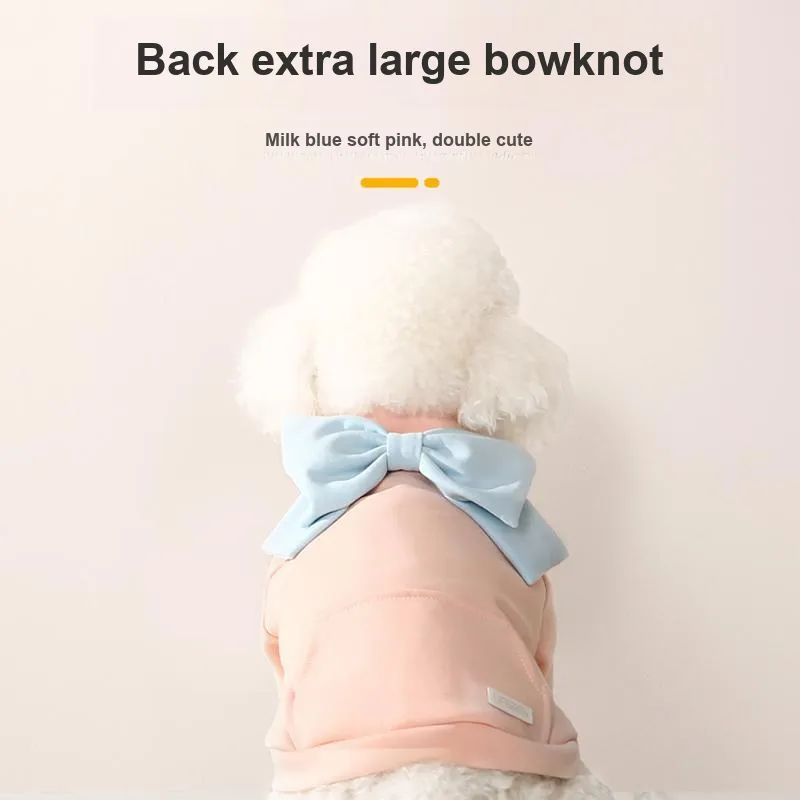 UFBemo Pet Costume, Bowknot Sweatshirt Blue-2
