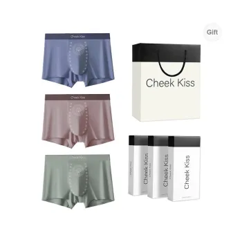 Cheekkiss Underpants Men's Quick Dry Ice Silk Seamless Breathable Boxer Shorts 3 Pack