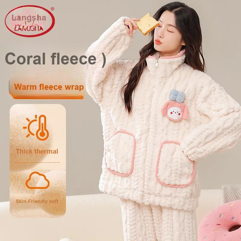 Lanza Pajama Set Women's Lotus Color Little Rabbit-2