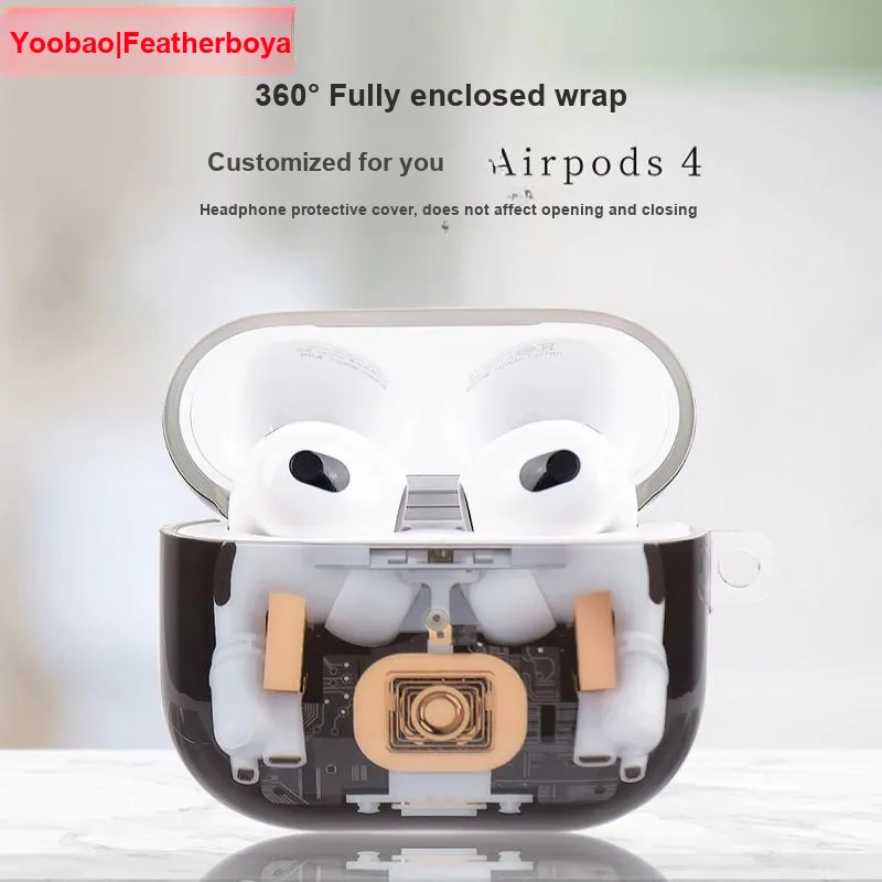Yoobao Compatibility AirPods4 TPU Mechanical Design  Apple Fully Enclosed Impact Resistant Headphone Cases-2