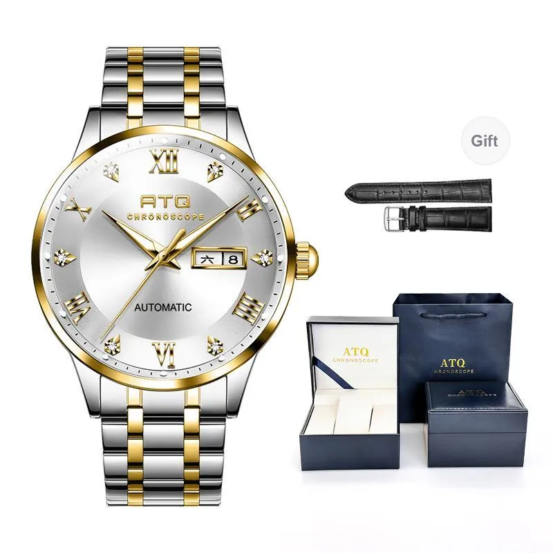 ATQ Elegant Series Automatic Mechanical Movement Stainless Steel Watchband Watch Men's Watches Gray Dial-20