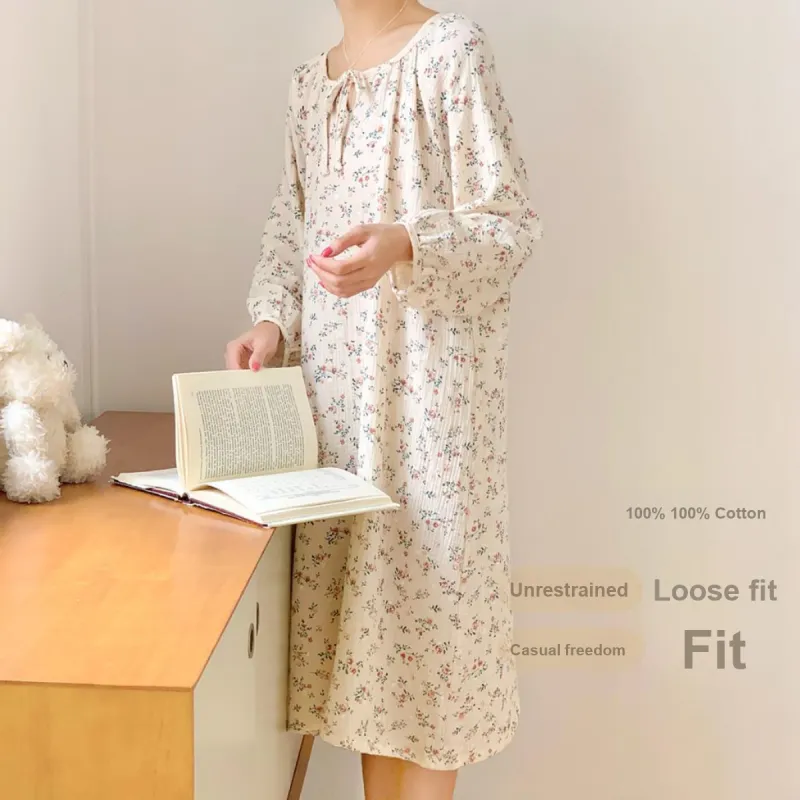Yalu Nightgown Women's Custard Small Flower-2