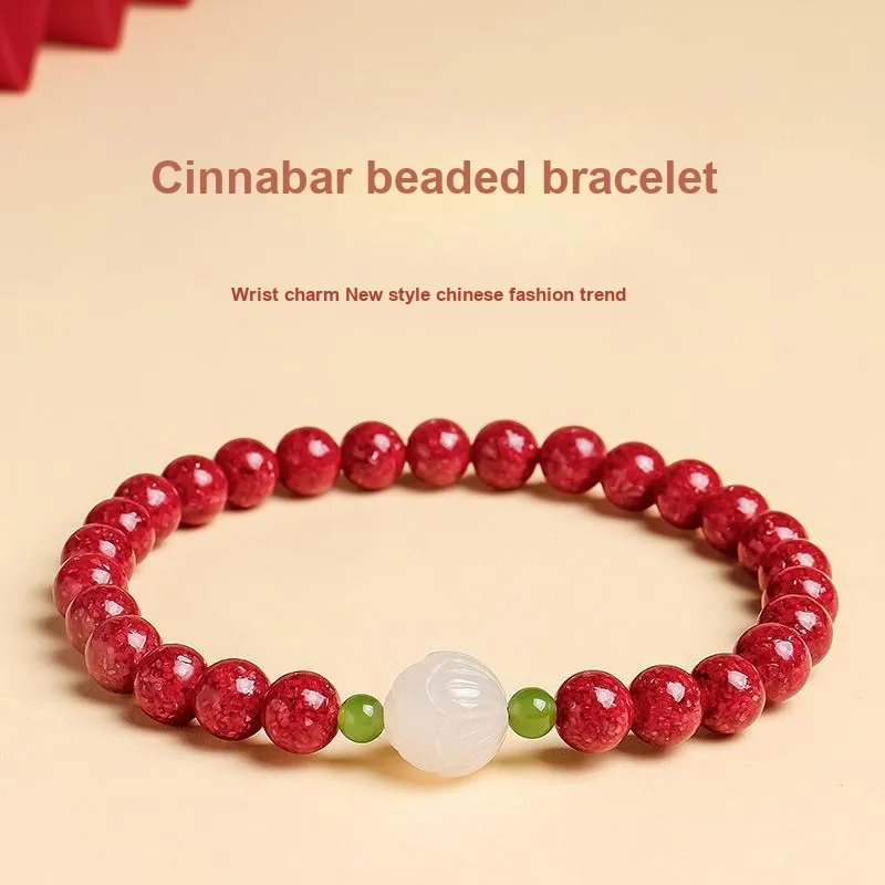 With The Heart Of The Jade Reconstructed Cinnabar Bracelets Women's-1