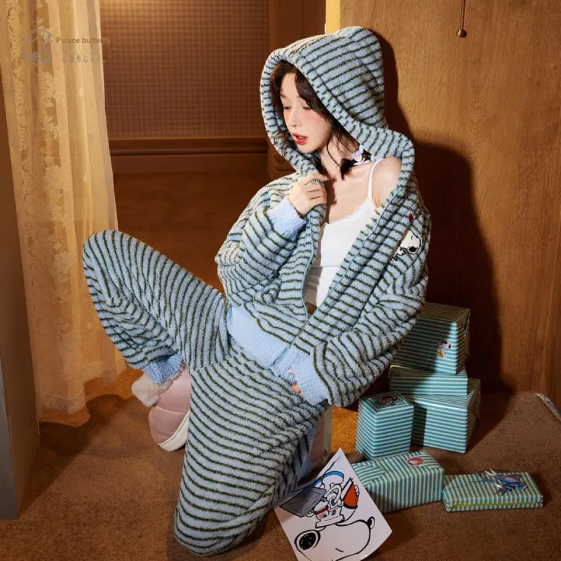Gongdie x SNOOPY/ Pajama Set Women's Turquoise-3