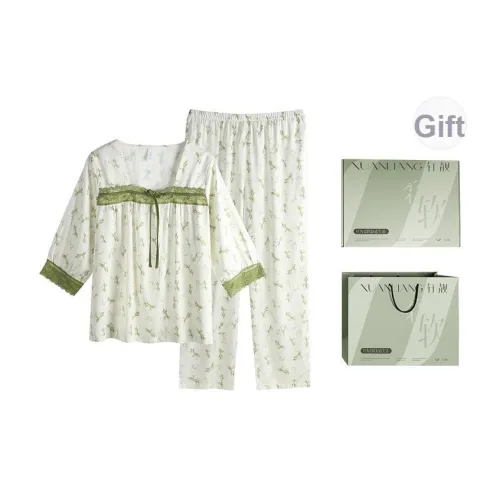 Xuan Liang Пижамный комплект для женщин набор в подарочной коробке бамбук изумрудно-зеленый