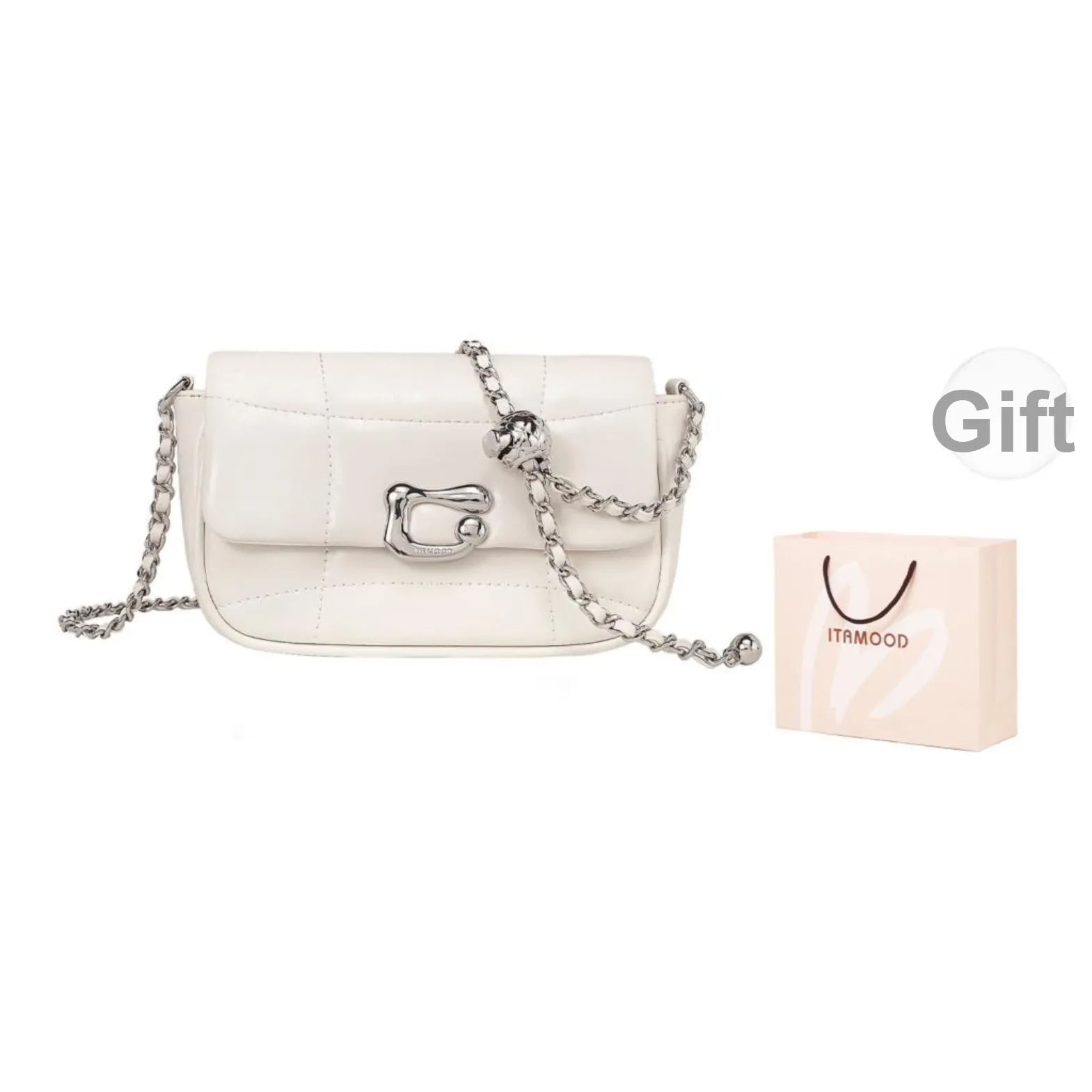 Miao Di Cow Leather Shoulder Bag Crossbody Bag Regular Women's White/Black/Silver/Red