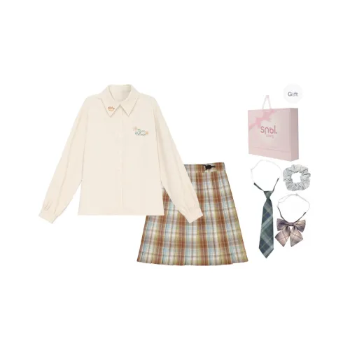 Snbl Клетчатая юбка + рубашка женская униформа