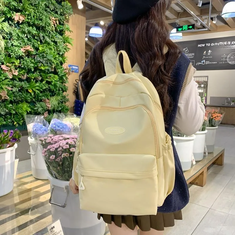 GOX Nylon Backpack Unisex White/Black/Red/Yellow/Green/Blue/Pink-12