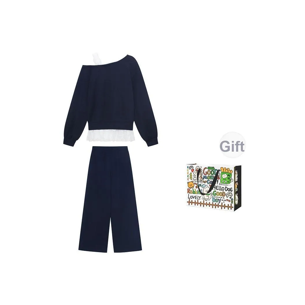 OURUOKE Повседневный костюм женский темно-синий