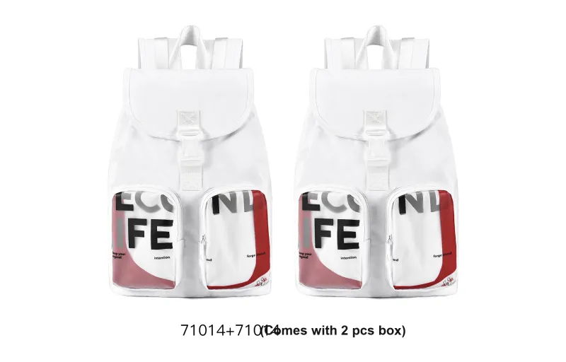 TURN UP Nylon Backpack Large Size Unisex White-9