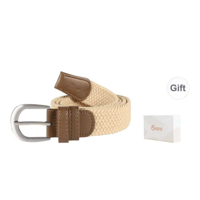 15 MINS Canvas Woven Elastic Pin Buckle Pants Belt Casual Multiple Colors Belt Unisex Width 3.35cm-3