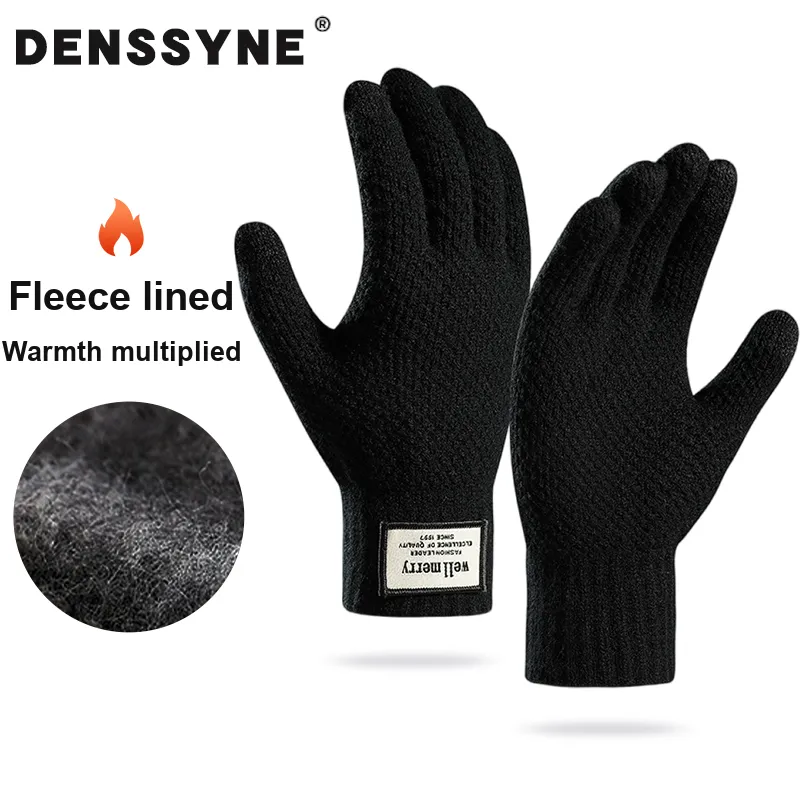 DENSSYNE Acrylic Spandex Knit Gloves Men's-1