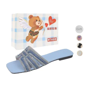 NTOZE Rhinestone Odor Resistant, Abrasion Resistant Slide Slippers Women's