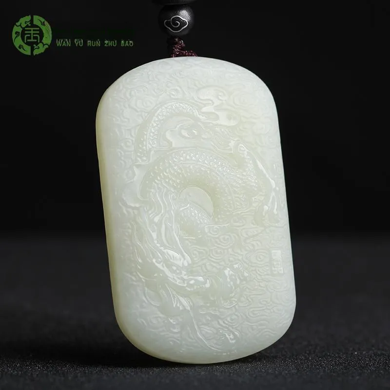 WANYUHUN Hetian Jade Pendants White Jade/Pale Greenish White Jade Unisex-2