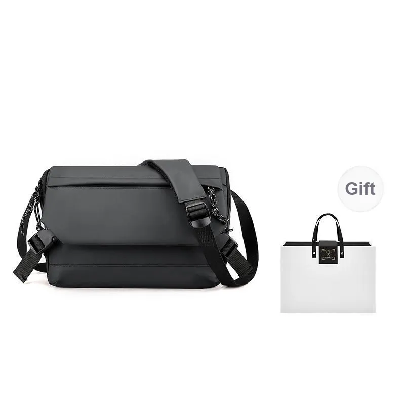 MUYKUY Membrana Dermalis Nylon Fabric Urban Techwear Bag, Messenger Bag, Shoulder Bag, Crossbody Bag Unisex Black/Gray-7