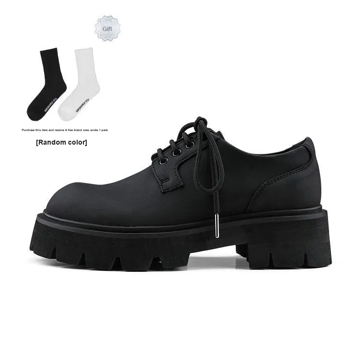 HANQIAORIJI Derby Shoes Low Top Casual Shoes Unisex Black