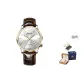 Brown Leather Medium Gold White Dial
