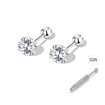 SECU Sterling Silver Stud Earrings Unisex
