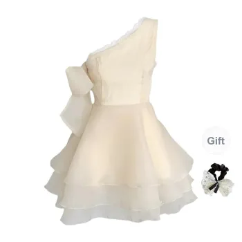TUSHIFEI Slip Dress Women's Beige Apricot+Hair Tie Comes With