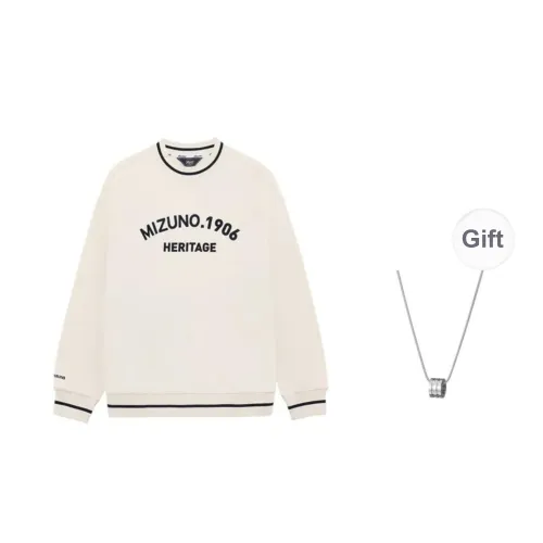 Mizuno Sweatshirt Men's Coconut Milk White Comes With Necklace