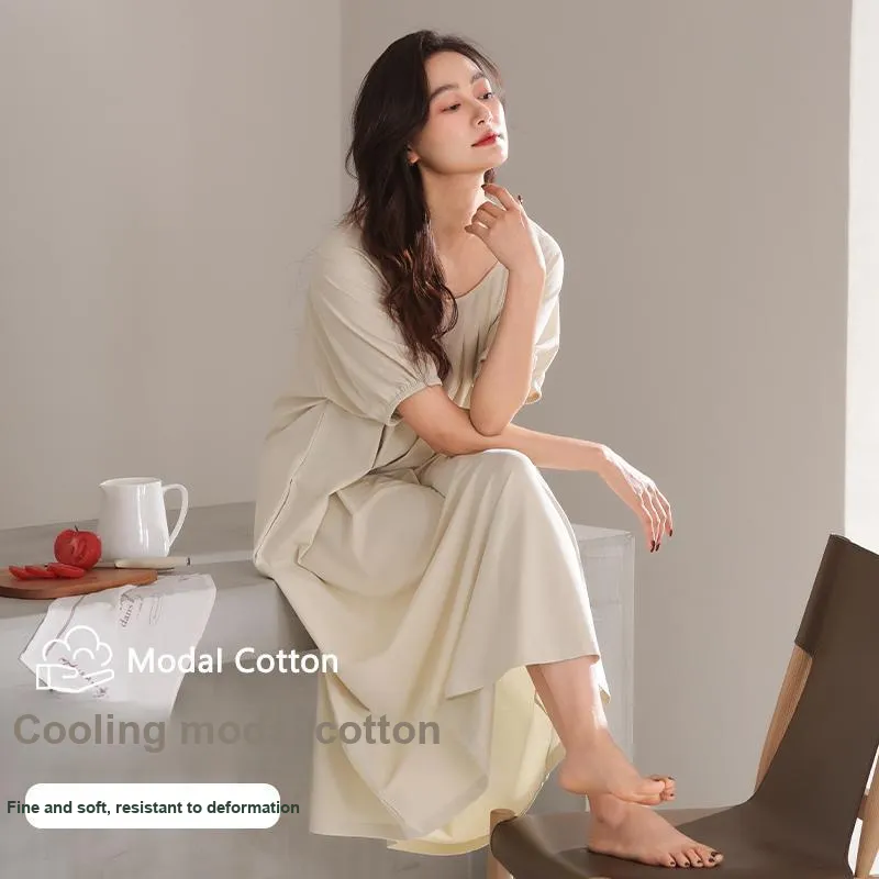 Lan Miao Nightgown Women's Light Gray-3