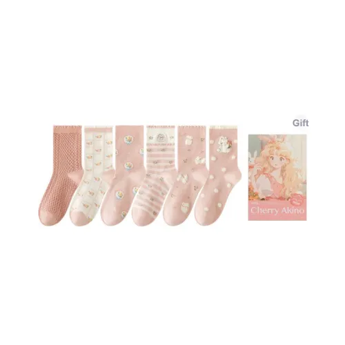 Caramella Высокие носки Женские 6 пар Розовый