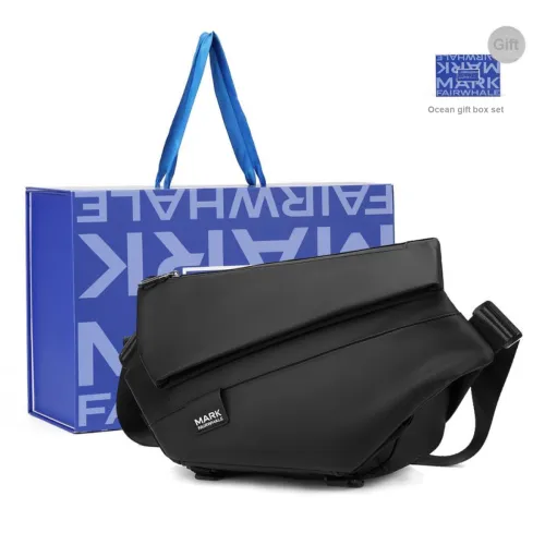 FAIRWHALE PU Messenger Bag Crossbody Bags Medium Size Unisex Black