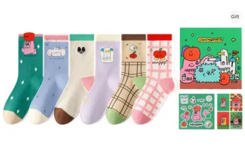 Caramella x NANIEFANNAO Mid Calf Socks Women's 6 Pack Mixed Color