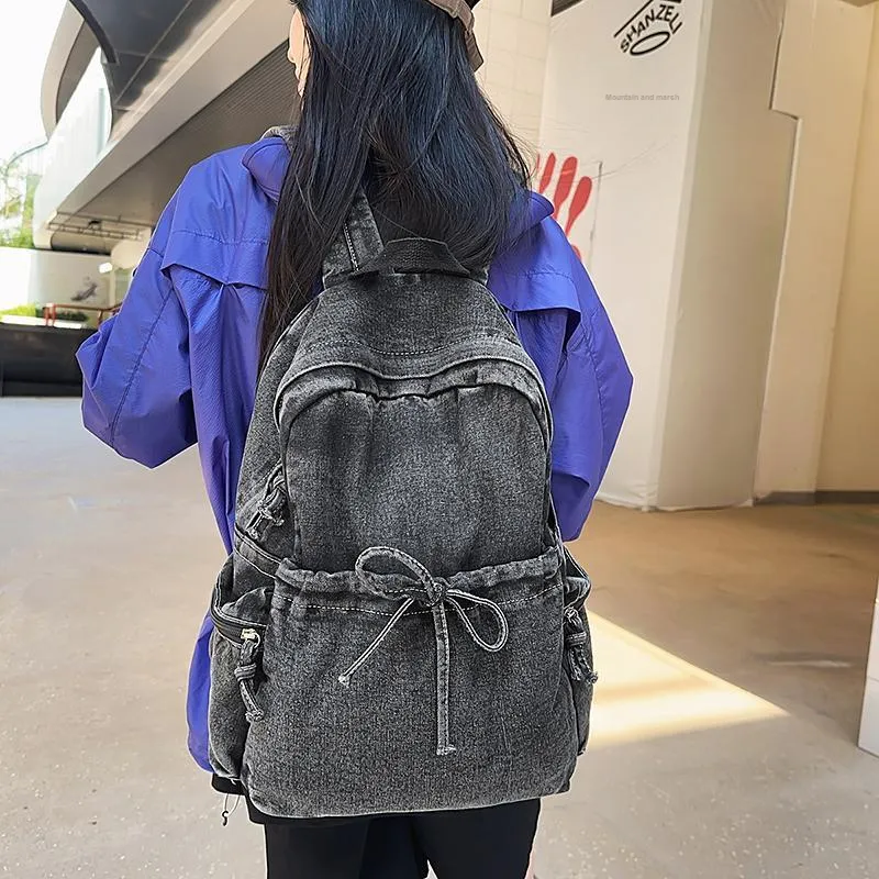 Moonshine Denim Backpack Unisex Dark Blue/Black/Light Blue-5