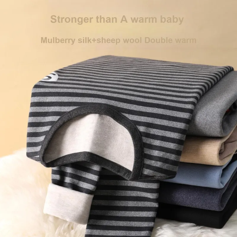 MADALLO Pajama Set Men's Gray Black Stripes-3