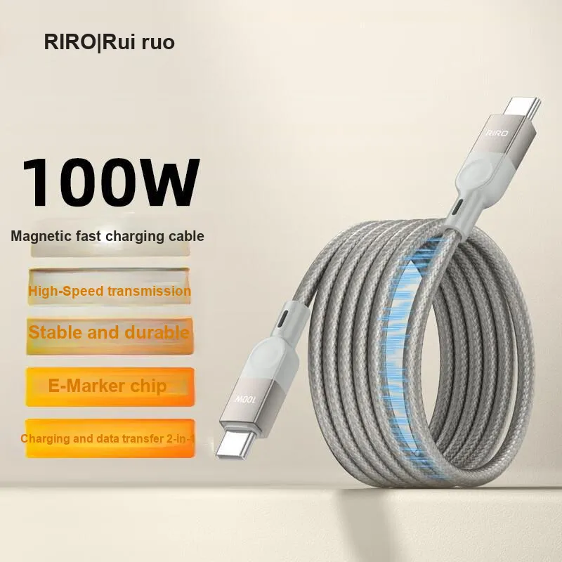 RIRO D50 1.5m Extended Length Type c To Type c 100W Upgraded Magnetic+High Density Yarn-1
