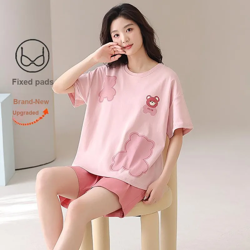 CHUDUAN Pajama Set Women's Pink-1