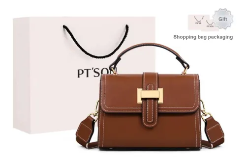 PT'SON Cow Leather With Synthetic Leather Small Square Bag Handbag, Shoulder Bag Women's