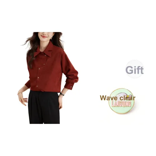 LANGQING Бургунди Giveaway Бренд Наклеенный Женские Рубашки