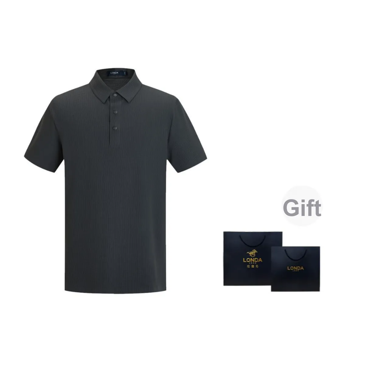 LONDA 1958 Polo Shirt Men's Carbon Gray 23 Shopping Bag Included