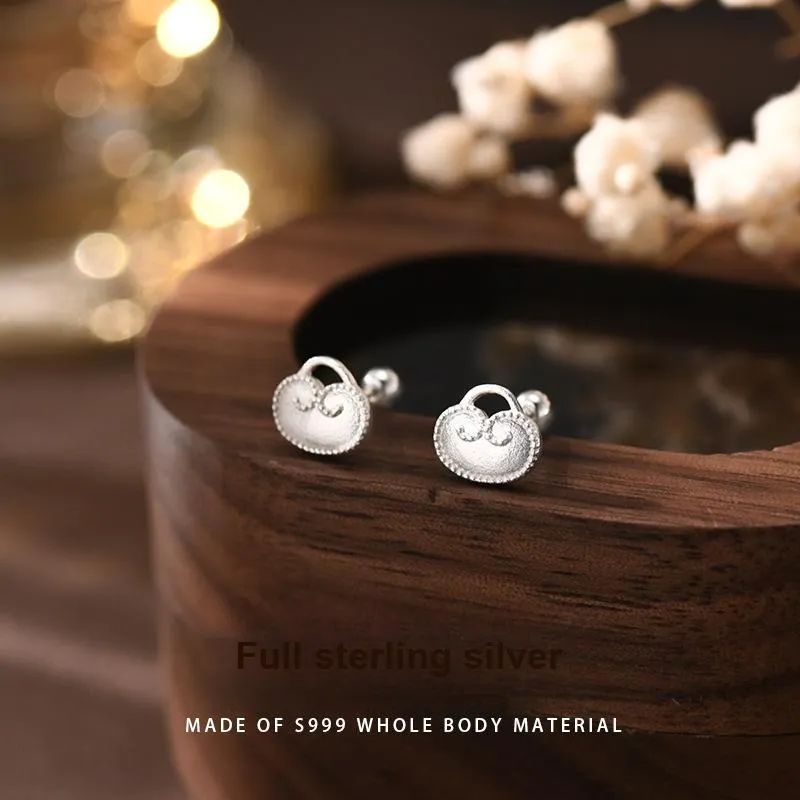 Happy Tide S999 Fine Silver Stud Earrings Women's-4
