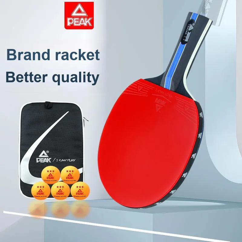 PEAK Ping Pong Paddles Unisex Double Sided Inverted Rubber Solid Wood Base Black Red Double Beat-1